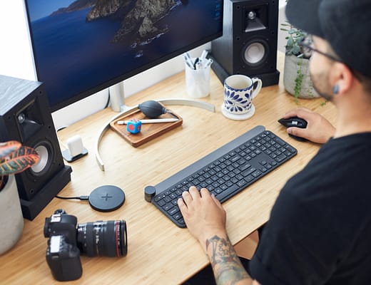 photographer working at his desk